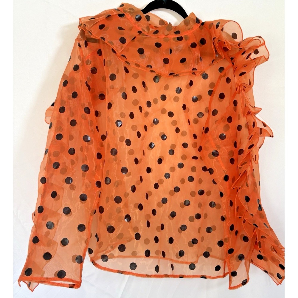 Aomei Shirt Size 3XL Ruffled See Thru Long Sleeve Halloween‎ Polka Dot